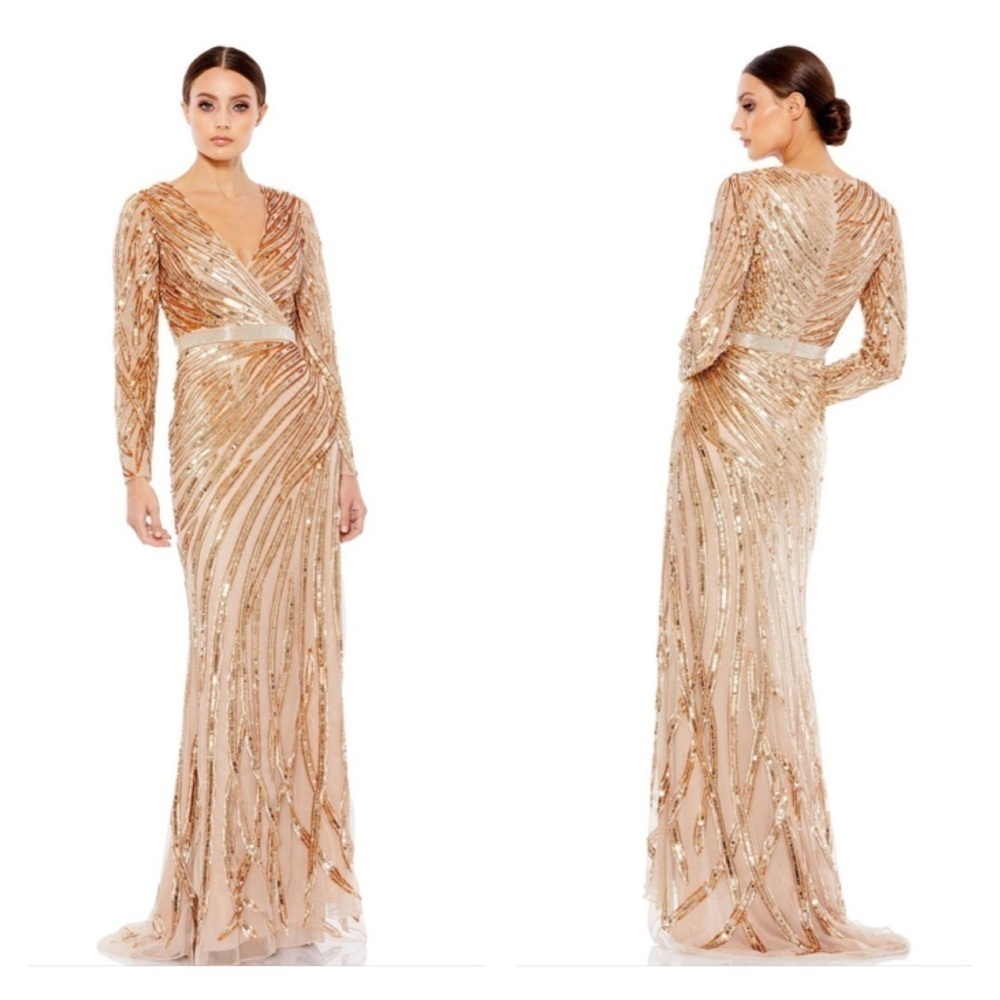 Mac Duggal 5438 NWT Long Sleeve Embellished Dress